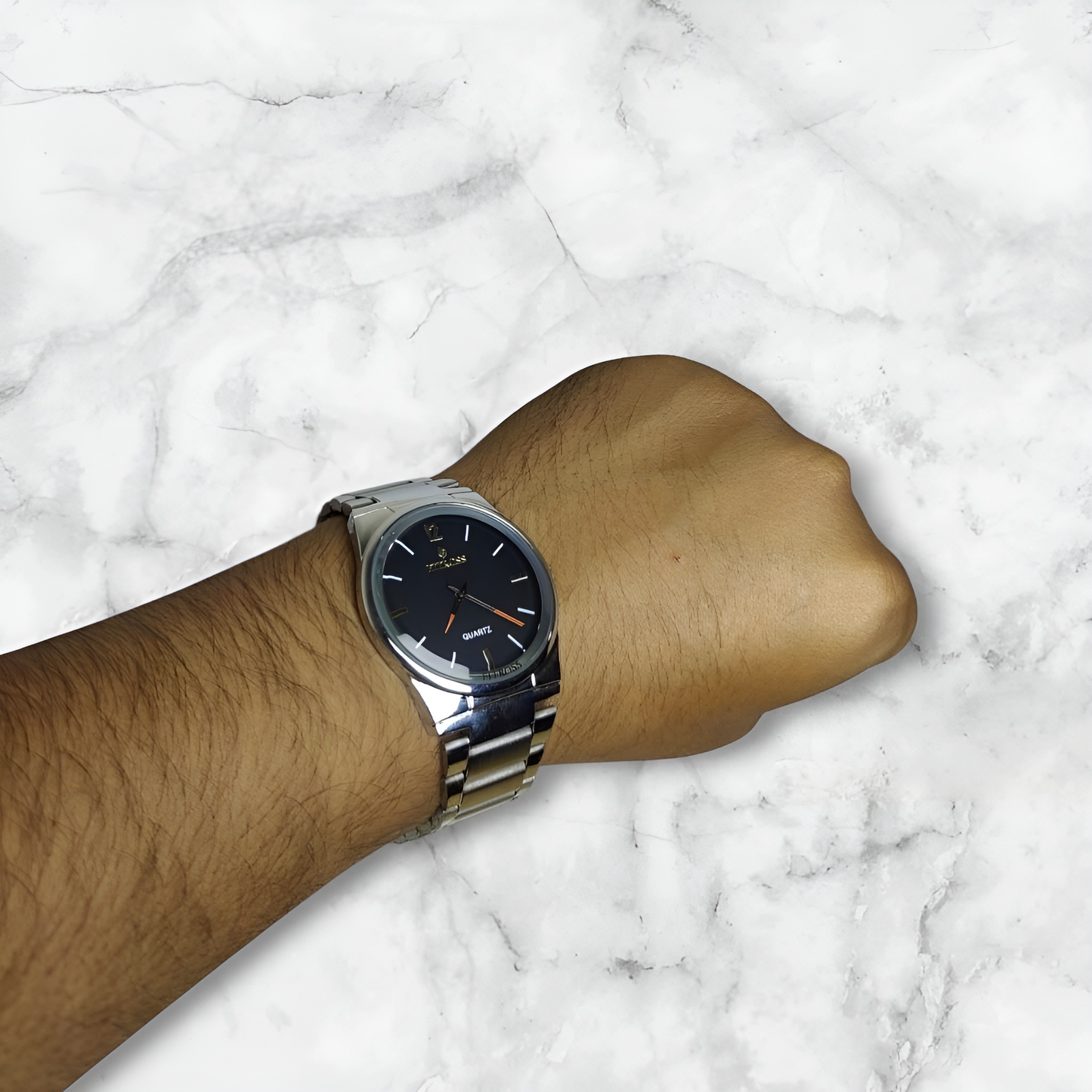 VALTIC | SILVER BAND & BLACK DIAL