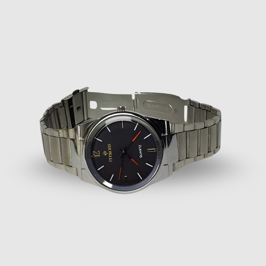VALTIC | SILVER BAND & BLACK DIAL